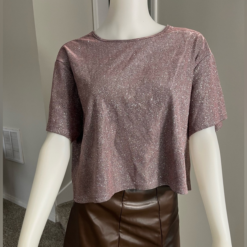 SHEIN Curve Glittery Pink Women's Top
